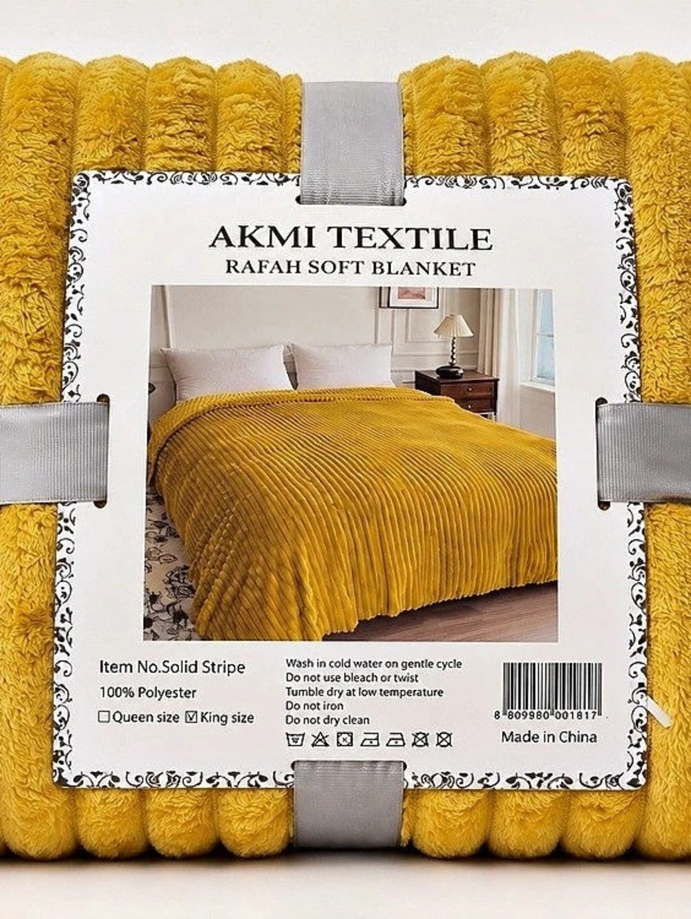AKMI TEXTILE Rafah Soft Blanket Yellow Polyester Blanket NWT